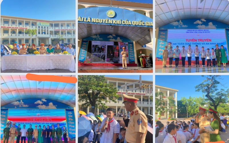 Công an Quận Hồng Bàng tổ chức chương trình “Tuyên truyền về ATGT và an ninh mạng” tại trường THCS Bạch Đằng và THCS Ngô Gia Tự